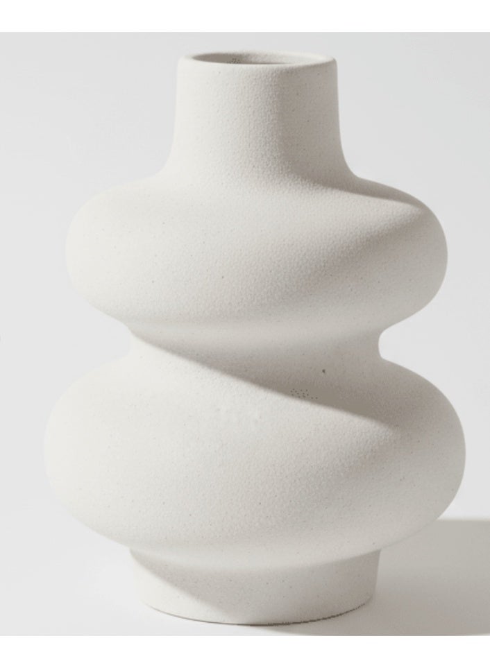AKDC Premium Minimalist Ceramic Decorative Vase – White Modern Abstract Sculptural Design for Table & Shelf Décor, 15 × 12 cm - Image 1